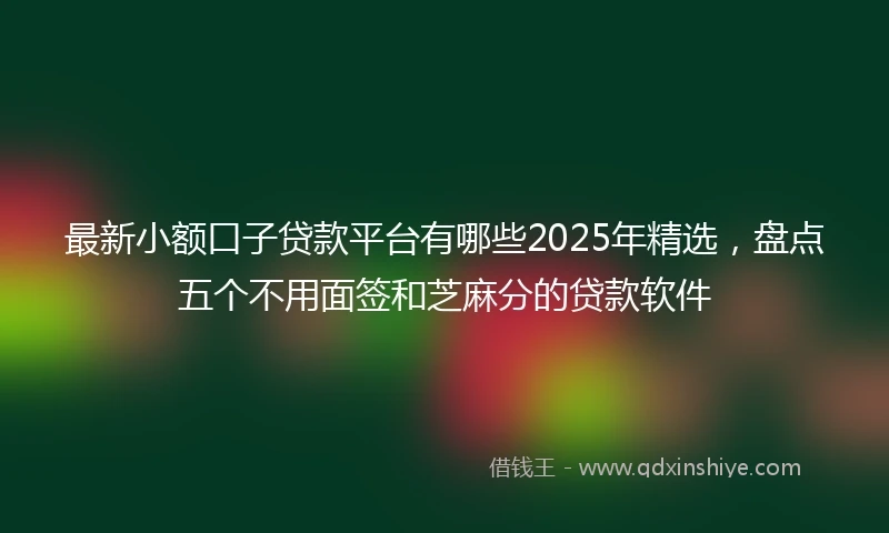 最新小额口子贷款平台有哪些2025年精选，盘点五个不用面签和芝麻分的贷款软件