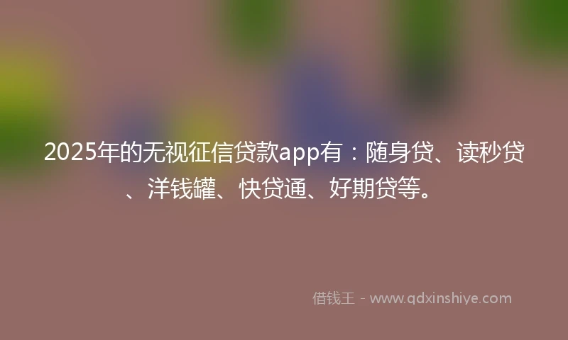 2025年的无视征信贷款app有：随身贷、读秒贷、洋钱罐、快贷通、好期贷等。