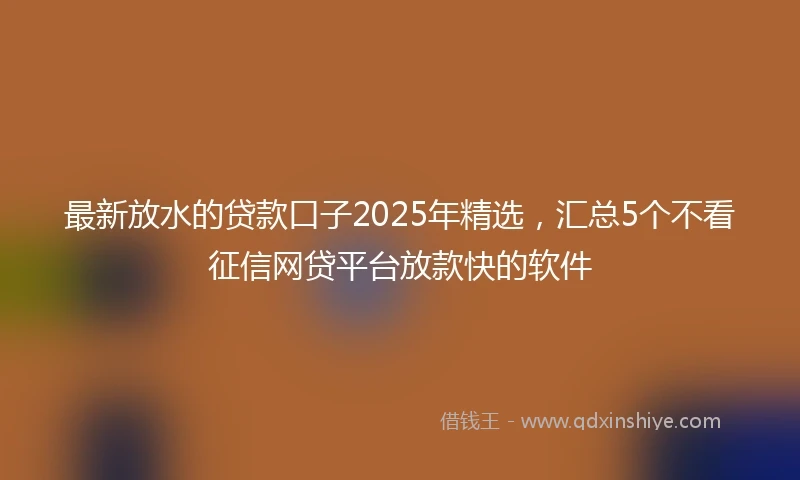 最新放水的贷款口子2025年精选，汇总5个不看征信网贷平台放款快的软件