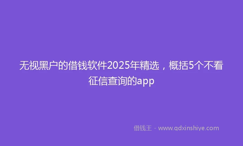 无视黑户的借钱软件2025年精选，概括5个不看征信查询的app