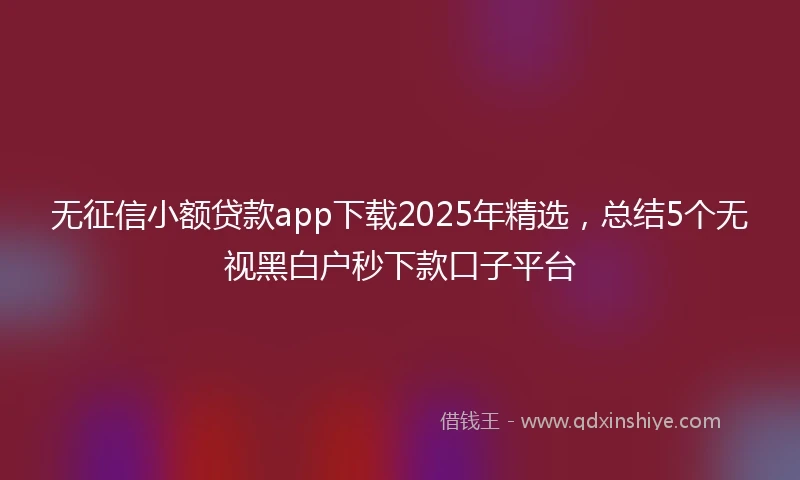 无征信小额贷款app下载2025年精选，总结5个无视黑白户秒下款口子平台