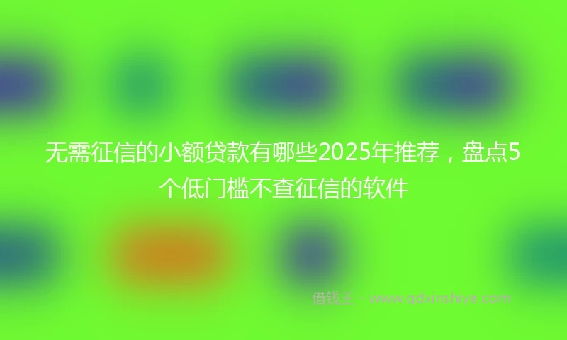 无需征信的小额贷款有哪些2025年推荐，盘点5个低门槛不查征信的软件