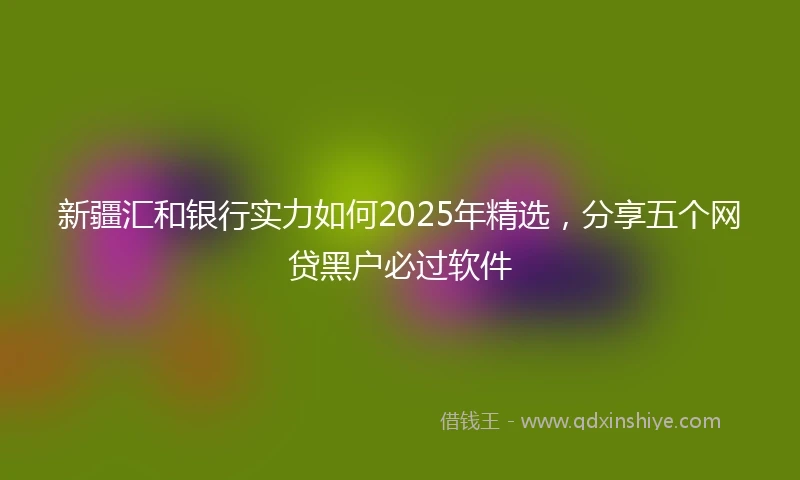 新疆汇和银行实力如何2025年精选，分享五个网贷黑户必过软件