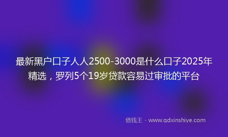 最新黑户口子人人2500-3000是什么口子2025年精选，罗列5个19岁贷款容易过审批的平台
