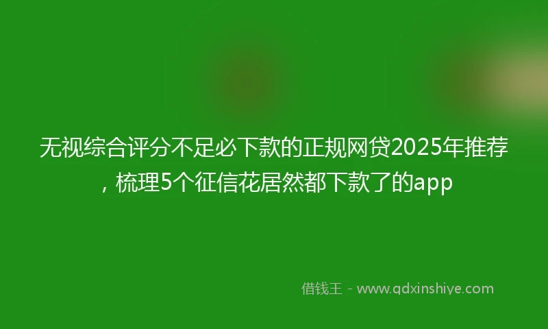 无视综合评分不足必下款的正规网贷2025年推荐，梳理5个征信花居然都下款了的app