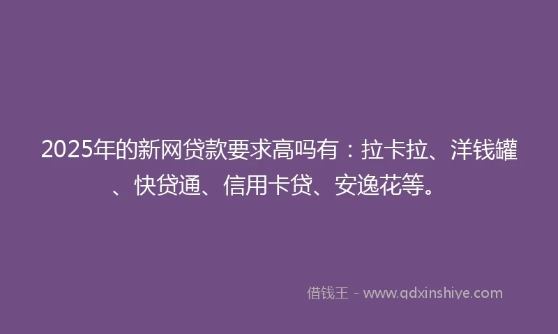 2025年的新网贷款要求高吗有：拉卡拉、洋钱罐、快贷通、信用卡贷、安逸花等。