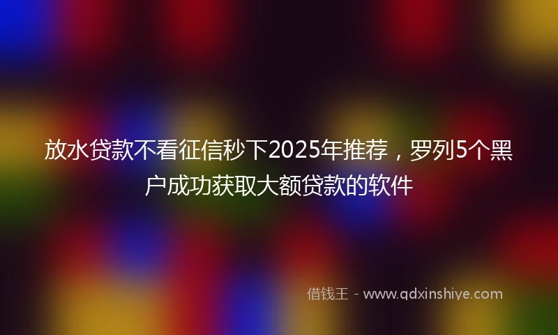 放水贷款不看征信秒下2025年推荐，罗列5个黑户成功获取大额贷款的软件
