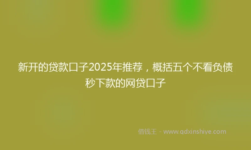 新开的贷款口子2025年推荐，概括五个不看负债秒下款的网贷口子