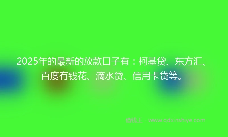 2025年的最新的放款口子有:柯基贷、东方汇、百度有钱花、滴水贷、信用卡贷等。
