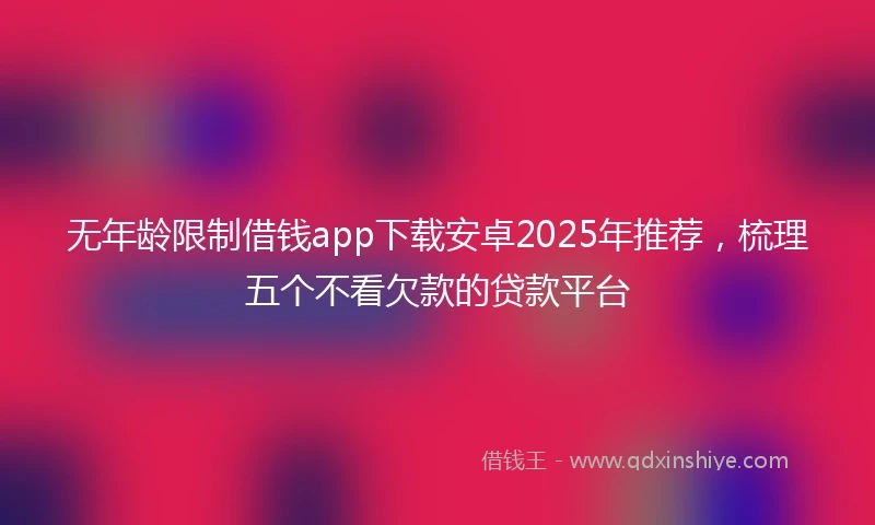 无年龄限制借钱app下载安卓2025年推荐，梳理五个不看欠款的贷款平台