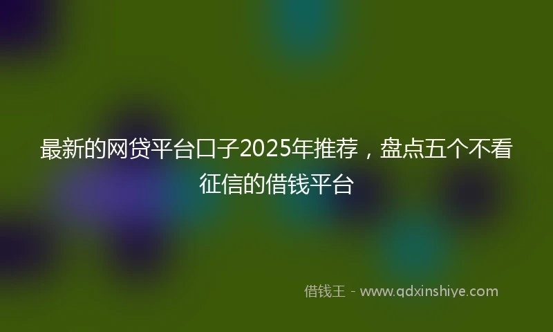 最新的网贷平台口子2025年推荐，盘点五个不看征信的借钱平台