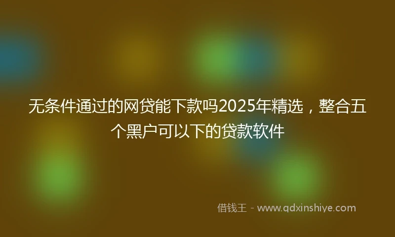 无条件通过的网贷能下款吗2025年精选，整合五个黑户可以下的贷款软件