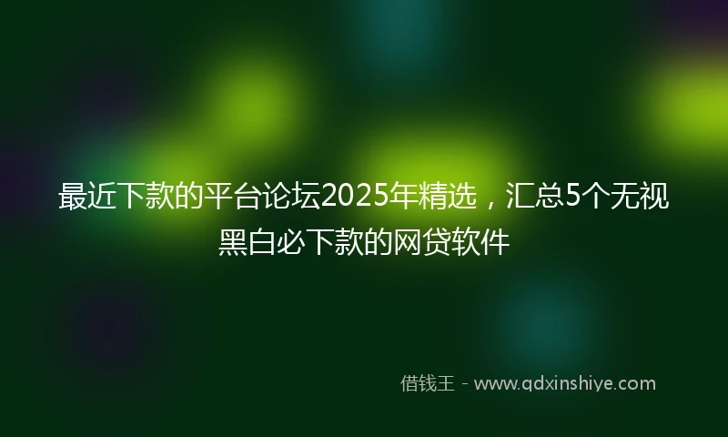 最近下款的平台论坛2025年精选，汇总5个无视黑白必下款的网贷软件
