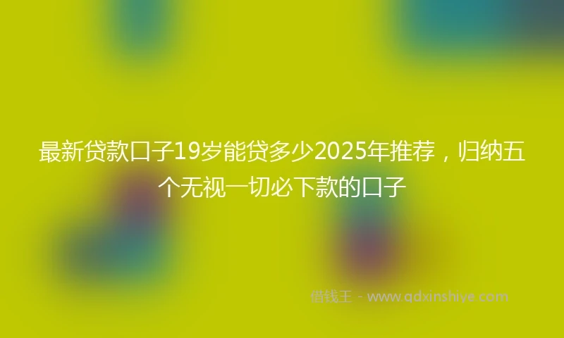 最新贷款口子19岁能贷多少2025年推荐,归纳五个无视一切必下款的口子