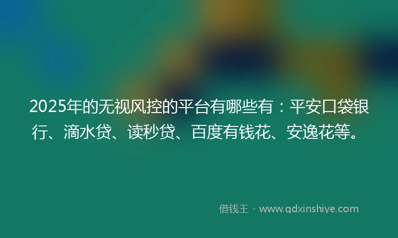 2025年的无视风控的平台有哪些有：平安口袋银行、滴水贷、读秒贷、百度有钱花、安逸花等。