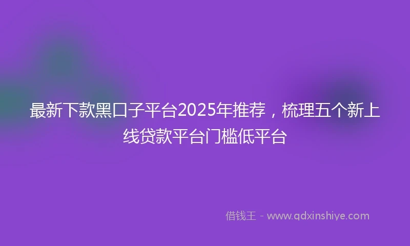 最新下款黑口子平台2025年推荐，梳理五个新上线贷款平台门槛低平台