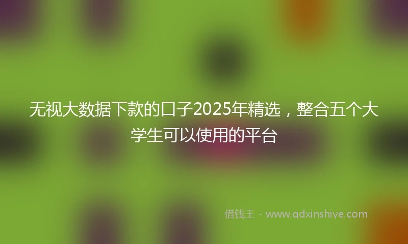 无视大数据下款的口子2025年精选，整合五个大学生可以使用的平台