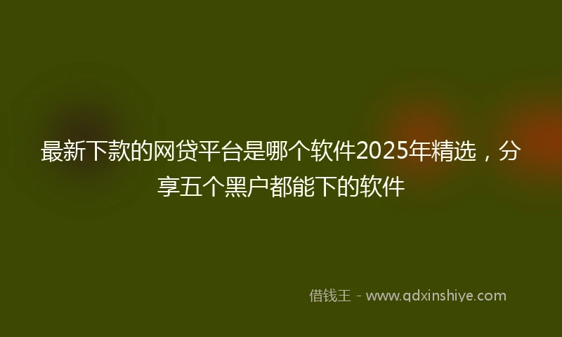 最新下款的网贷平台是哪个软件2025年精选，分享五个黑户都能下的软件