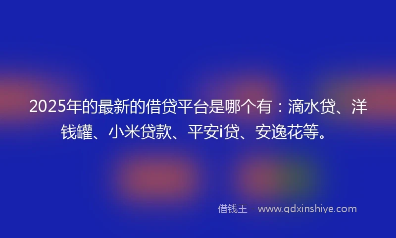 2025年的最新的借贷平台是哪个有：滴水贷、洋钱罐、小米贷款、平安i贷、安逸花等。