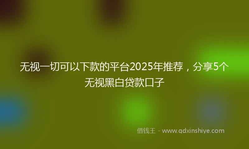 无视一切可以下款的平台2025年推荐，分享5个无视黑白贷款口子