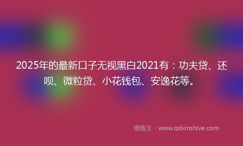 2025年的最新口子无视黑白2021有：功夫贷、还呗、微粒贷、小花钱包、安逸花等。