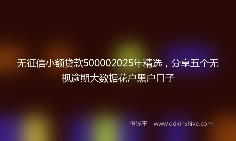 无征信小额贷款500002025年精选，分享五个无视逾期大数据花户黑户口子