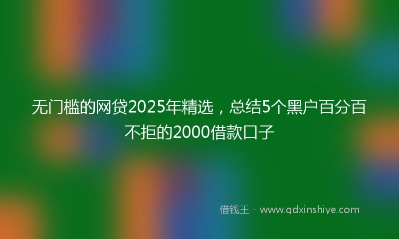 无门槛的网贷2025年精选，总结5个黑户百分百不拒的2000借款口子