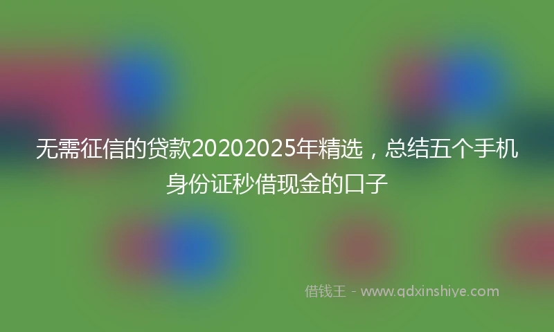 无需征信的贷款20202025年精选，总结五个手机身份证秒借现金的口子