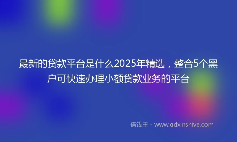 最新的贷款平台是什么2025年精选，整合5个黑户可快速办理小额贷款业务的平台