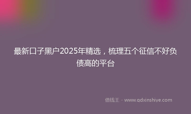 最新口子黑户2025年精选，梳理五个征信不好负债高的平台