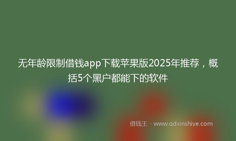 无年龄限制借钱app下载苹果版2025年推荐，概括5个黑户都能下的软件