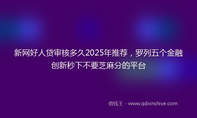 新网好人贷审核多久2025年推荐，罗列五个金融创新秒下不要芝麻分的平台