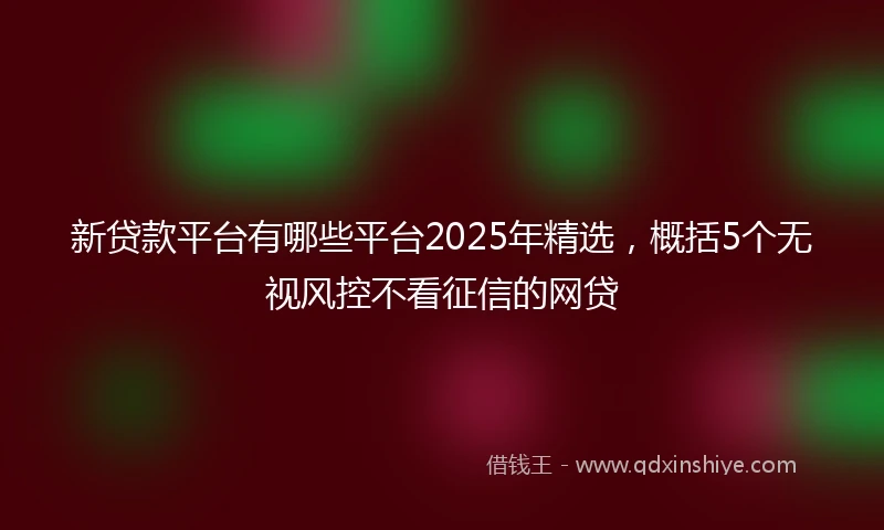 新贷款平台有哪些平台2025年精选，概括5个无视风控不看征信的网贷