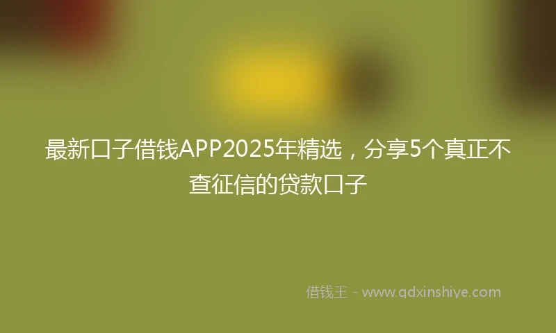最新口子借钱APP2025年精选，分享5个真正不查征信的贷款口子