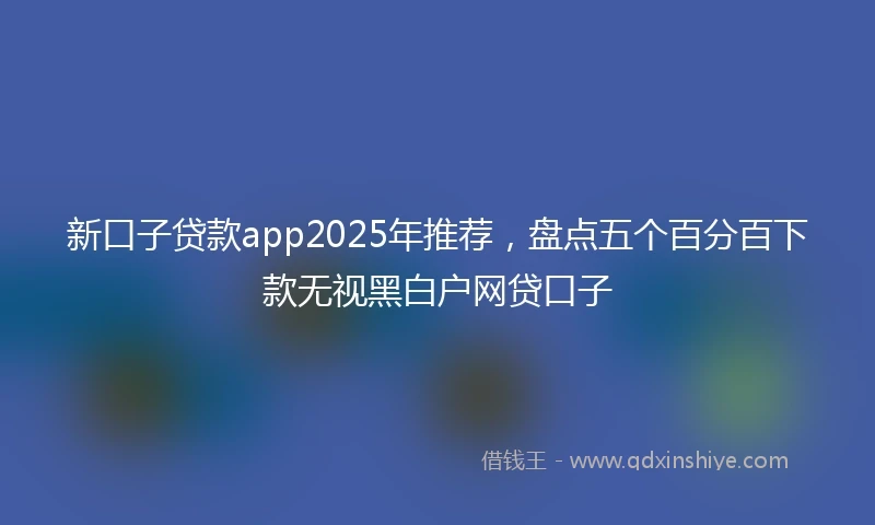 新口子贷款app2025年推荐，盘点五个百分百下款无视黑白户网贷口子