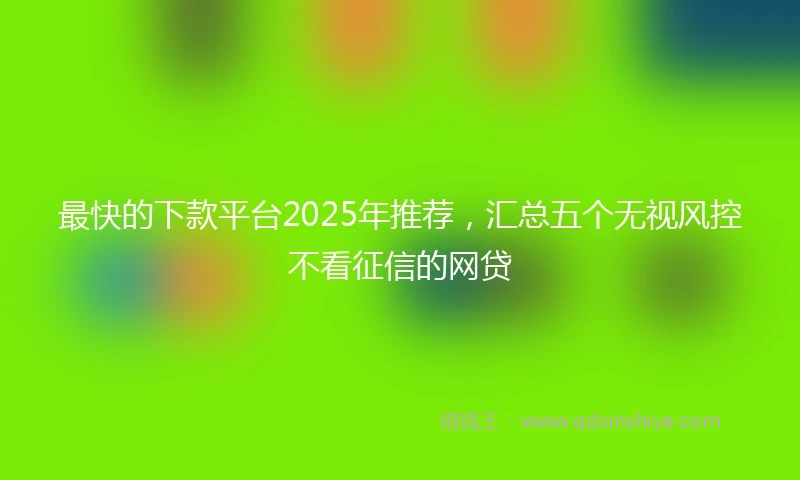 最快的下款平台2025年推荐,汇总五个无视风控不看征信的网贷