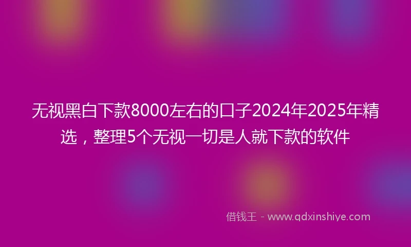 无视黑白下款8000左右的口子2024年2025年精选，整理5个无视一切是人就下款的软件