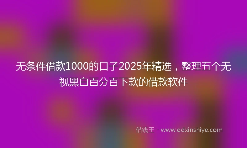 无条件借款1000的口子2025年精选，整理五个无视黑白百分百下款的借款软件