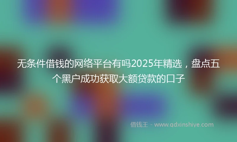 无条件借钱的网络平台有吗2025年精选，盘点五个黑户成功获取大额贷款的口子