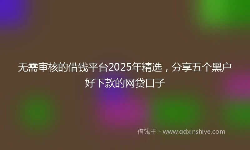 无需审核的借钱平台2025年精选，分享五个黑户好下款的网贷口子
