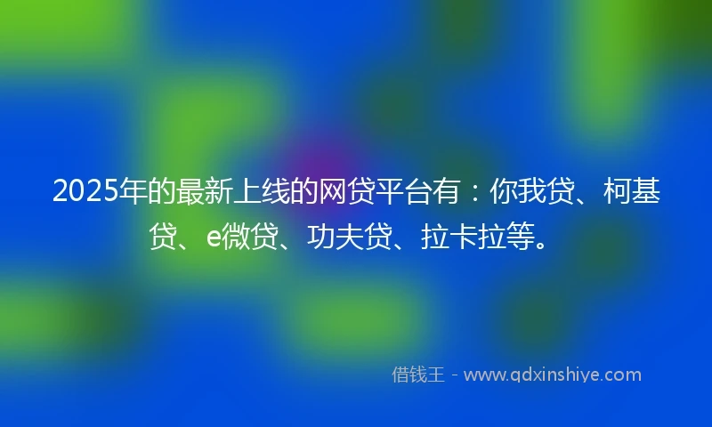 2025年的最新上线的网贷平台有：你我贷、柯基贷、e微贷、功夫贷、拉卡拉等。