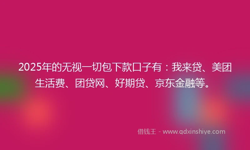 2025年的无视一切包下款口子有：我来贷、美团生活费、团贷网、好期贷、京东金融等。