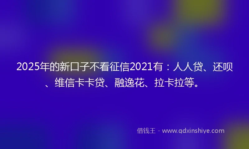 2025年的新口子不看征信2021有：人人贷、还呗、维信卡卡贷、融逸花、拉卡拉等。