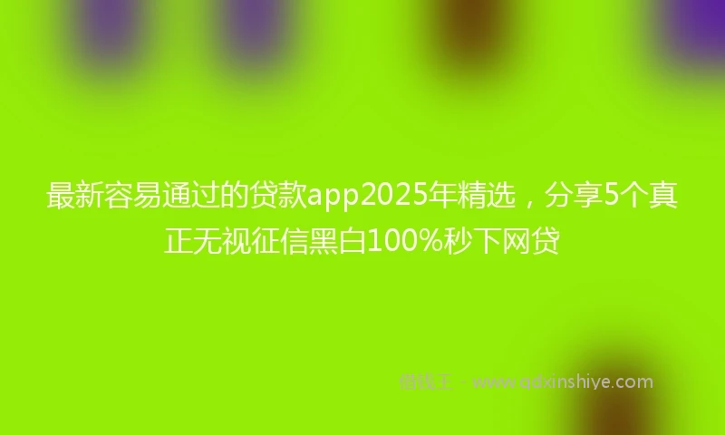 最新容易通过的贷款app2025年精选，分享5个真正无视征信黑白100%秒下网贷