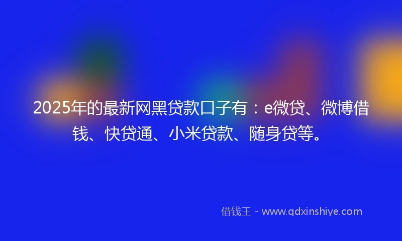 2025年的最新网黑贷款口子有：e微贷、微博借钱、快贷通、小米贷款、随身贷等。