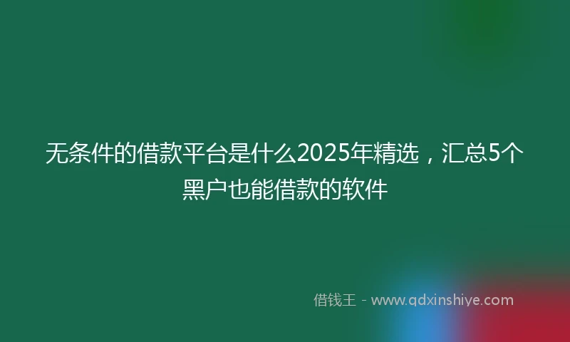无条件的借款平台是什么2025年精选，汇总5个黑户也能借款的软件