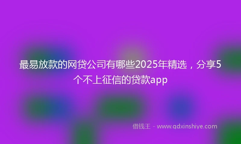 最易放款的网贷公司有哪些2025年精选，分享5个不上征信的贷款app