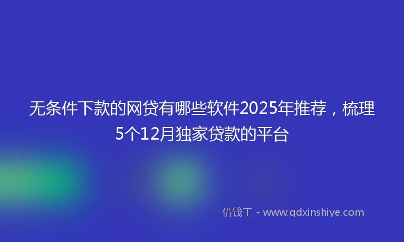 无条件下款的网贷有哪些软件2025年推荐，梳理5个12月独家贷款的平台