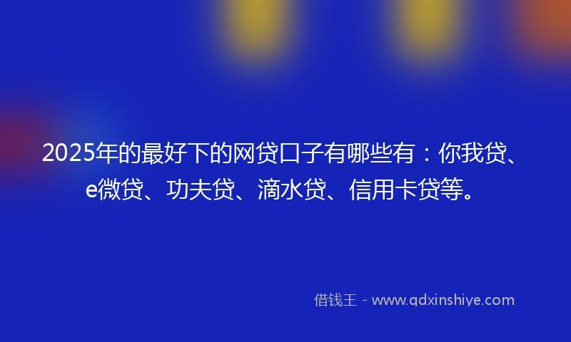 2025年的最好下的网贷口子有哪些有：你我贷、e微贷、功夫贷、滴水贷、信用卡贷等。