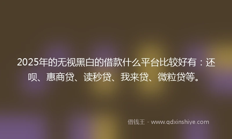 2025年的无视黑白的借款什么平台比较好有：还呗、惠商贷、读秒贷、我来贷、微粒贷等。